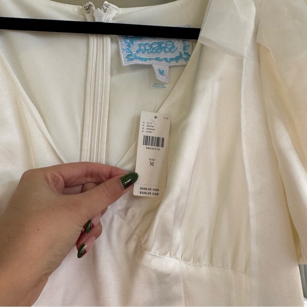 Mare Mare V-Neck Bow Flutter-Sleeve Slip Dress - Picture 5 of 7